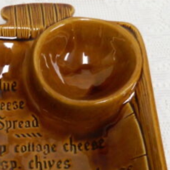 Vintage Collectible Calif  USA Ceramic Chip Dip Platter & Blue Cheese Recipe - Picture 3 of 6